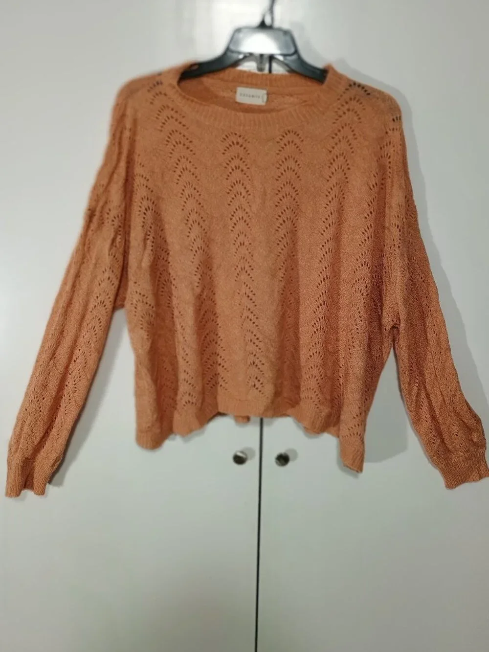Dreamers Pointelle Knit Sweater Peach Long Sleeve Size M/L
